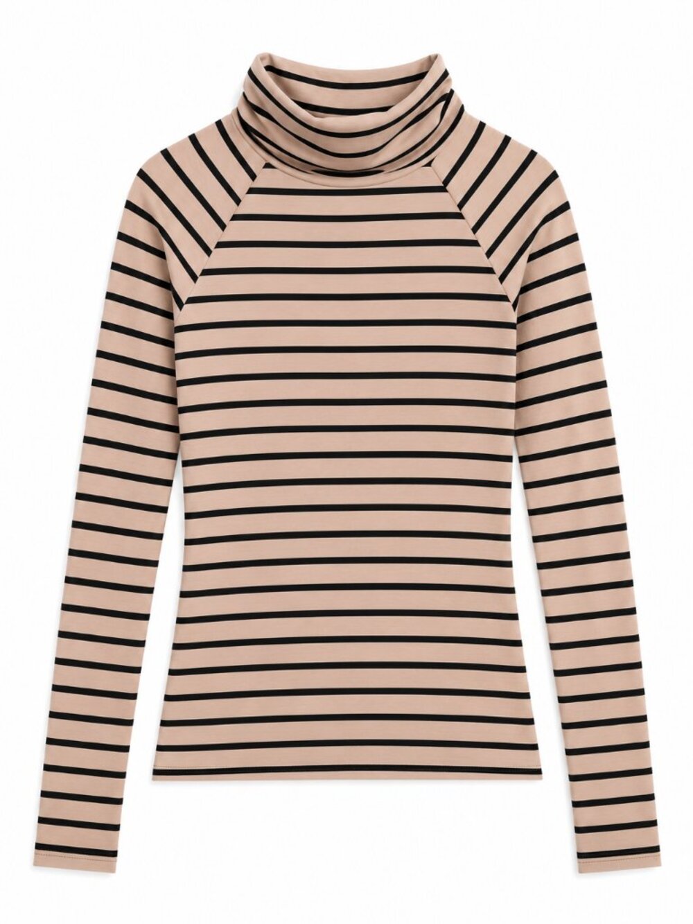 Forever 21 Striped Turtleneck Long Sleeve Top Tan Black S NWOT